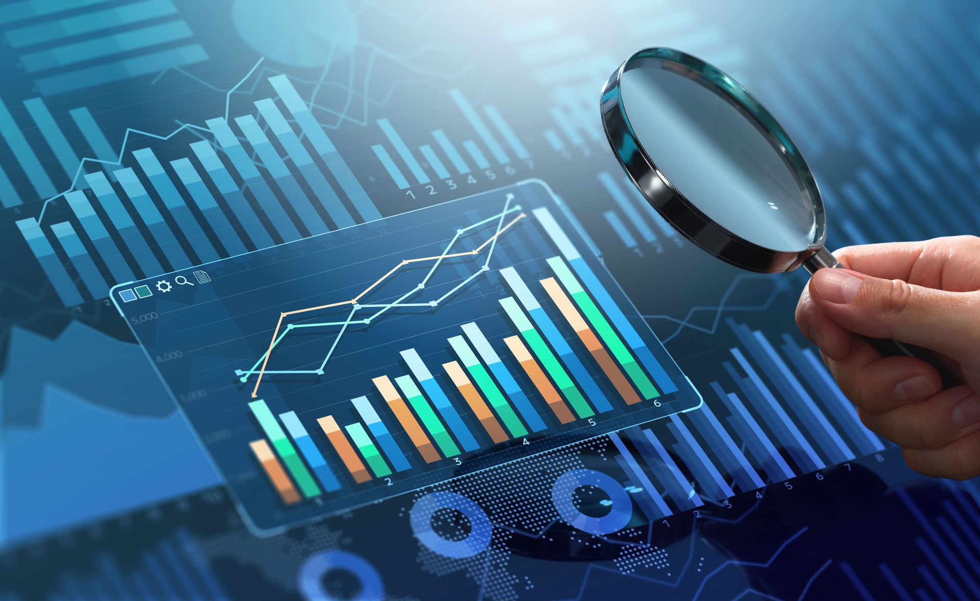 Market analysis and business strategy. Financial and statistical data dashboard.